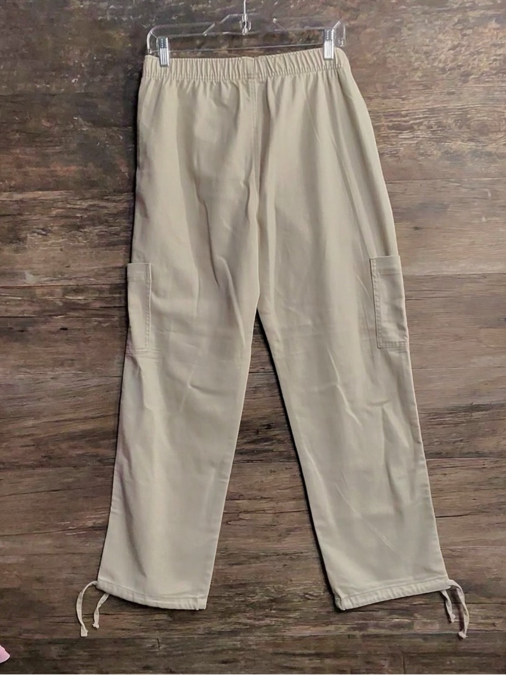 No Boundaries Beige Cargo Joggers with Drawstring Hems